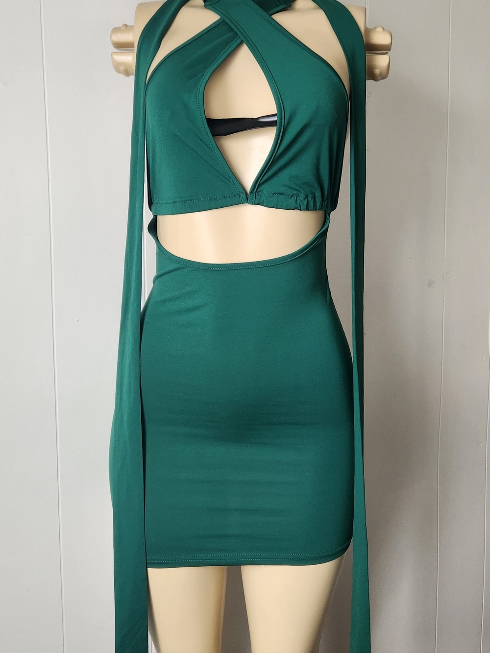 Emerald Green Cutout Bodycon Dress Sz Xs